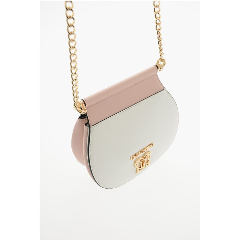 LOVE Two-Tone Faux Leather Bag with Golden Turn Lock Closure