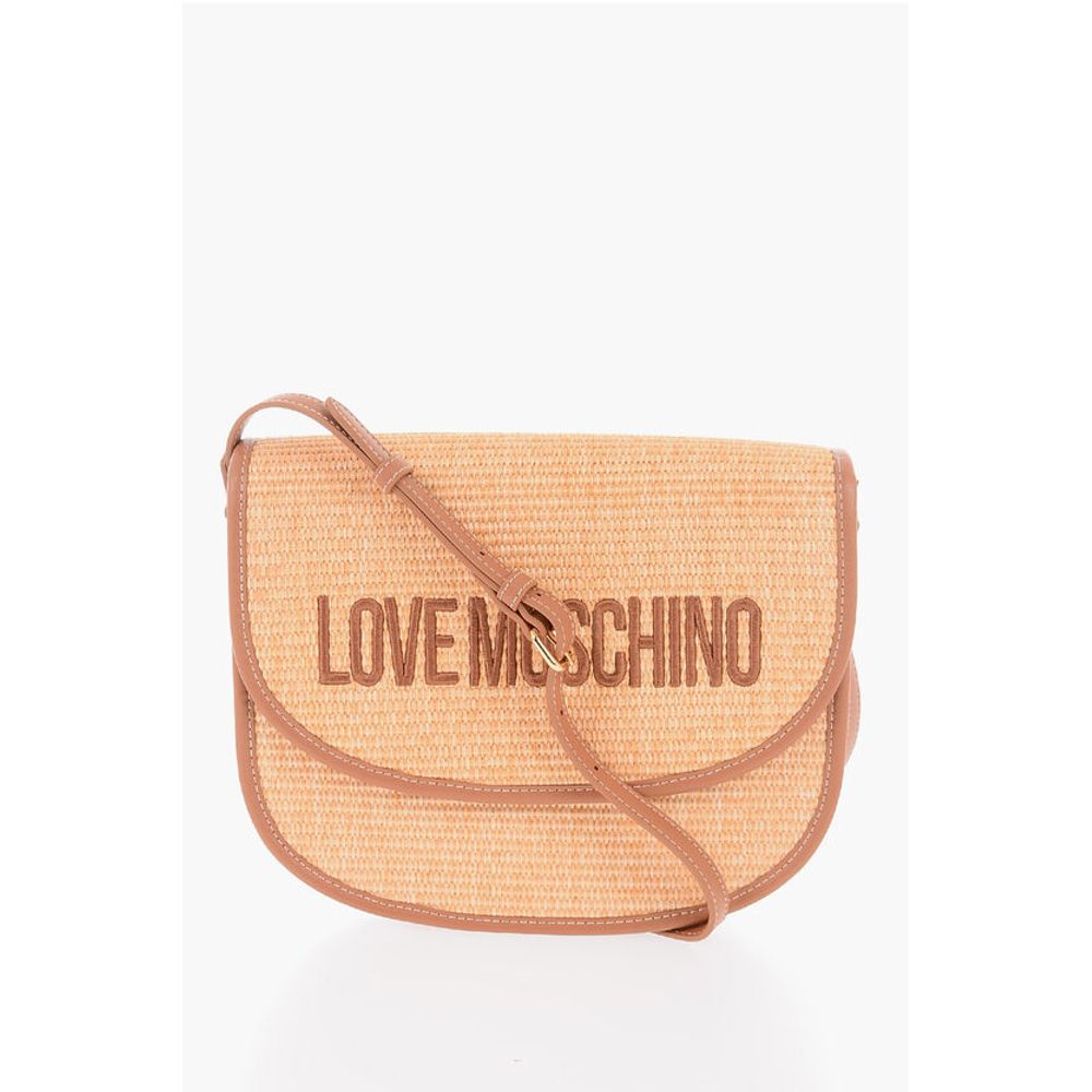 LOVE Rafia Crossbody Bag With Faux Leather Trimmings