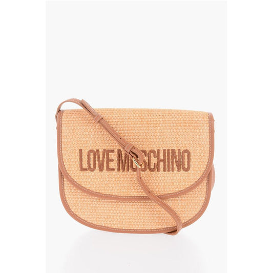 LOVE Rafia Crossbody Bag With Faux Leather Trimmings
