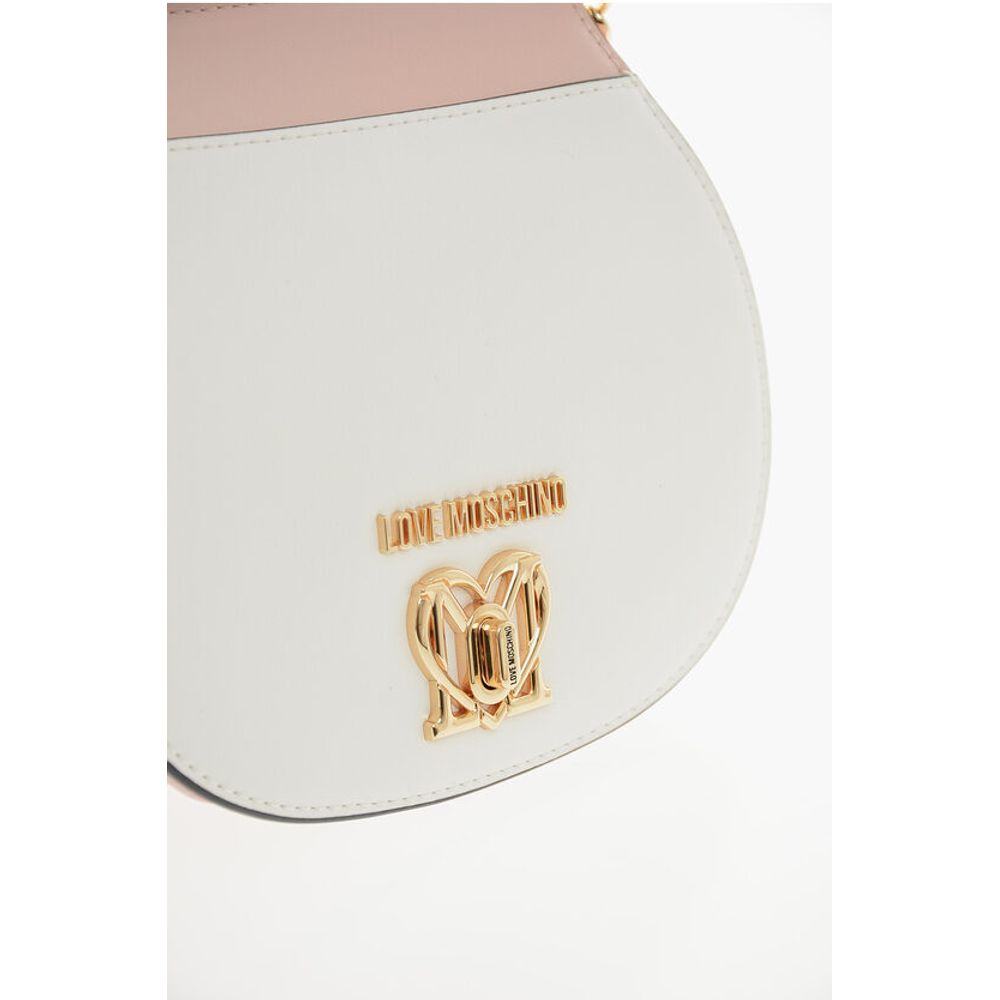 LOVE Two-Tone Faux Leather Bag with Golden Turn Lock Closure