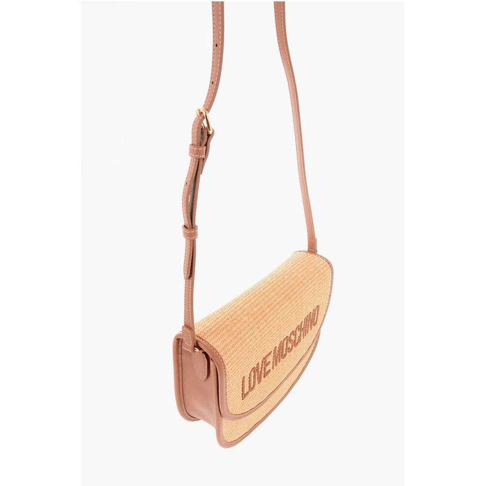 LOVE Rafia Crossbody Bag With Faux Leather Trimmings