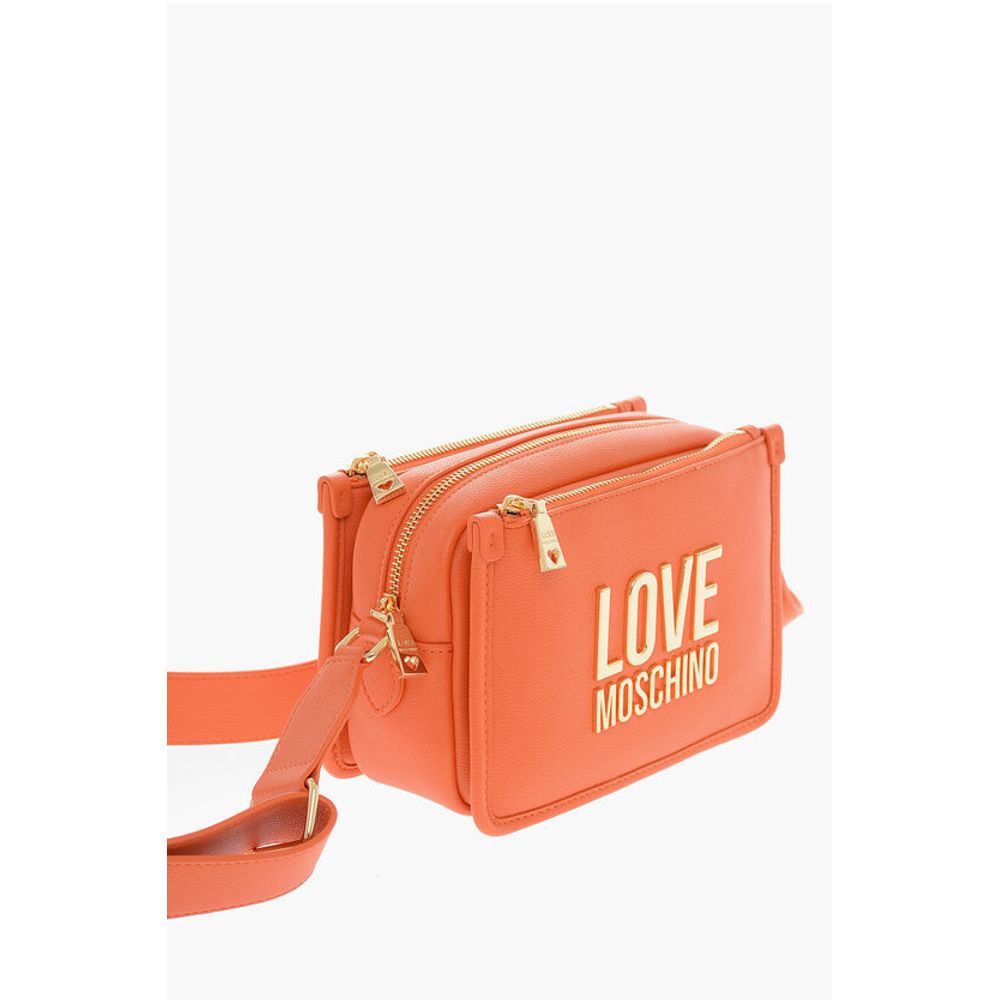 LOVE Faux Leather Camera Bag with Golden Logo Plaque