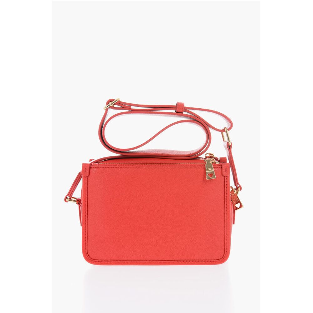 LOVE Textured Faux Leather Camera Bag with Golden Logo Plaqu