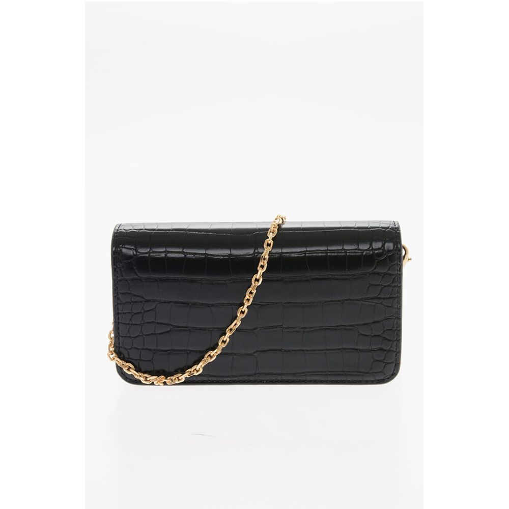 LOVE Faux Leather Crocodile Effect Bag with Embellished Gold