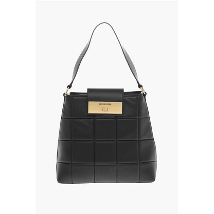 LOVE Quilted Faux Leather Shoulder Bag with Turn Lock Closur