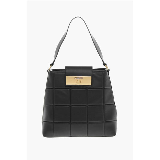 LOVE Quilted Faux Leather Shoulder Bag with Turn Lock Closur