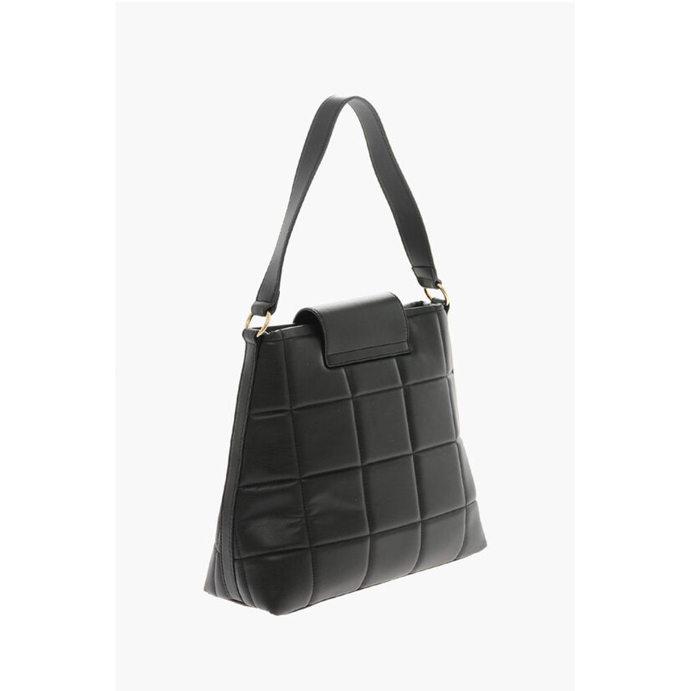 LOVE Quilted Faux Leather Shoulder Bag with Turn Lock Closur