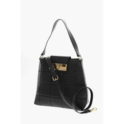 LOVE Quilted Faux Leather Shoulder Bag with Turn Lock Closur