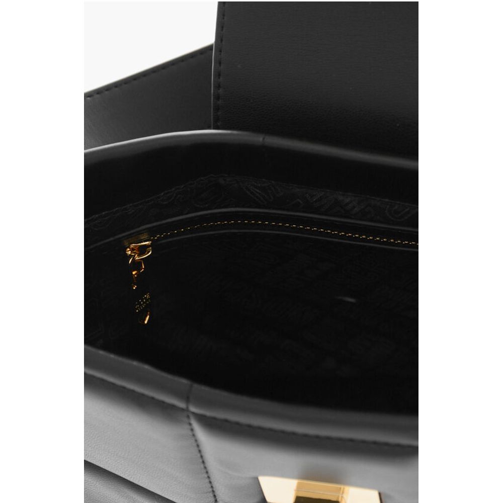 LOVE Quilted Faux Leather Shoulder Bag with Turn Lock Closur
