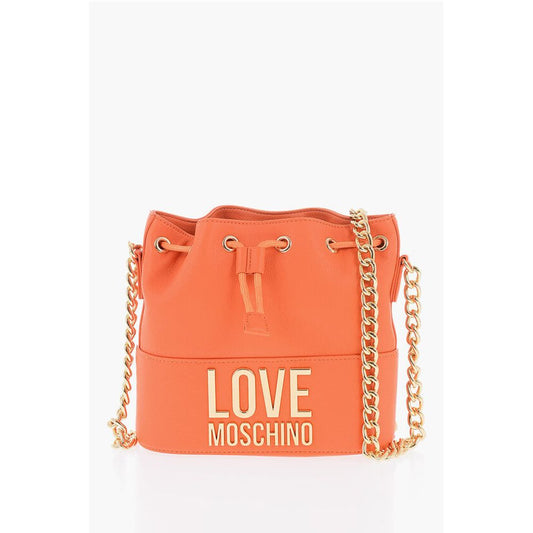 LOVE Textured Faux Leather Bucket Bag with Chain Shoulder St