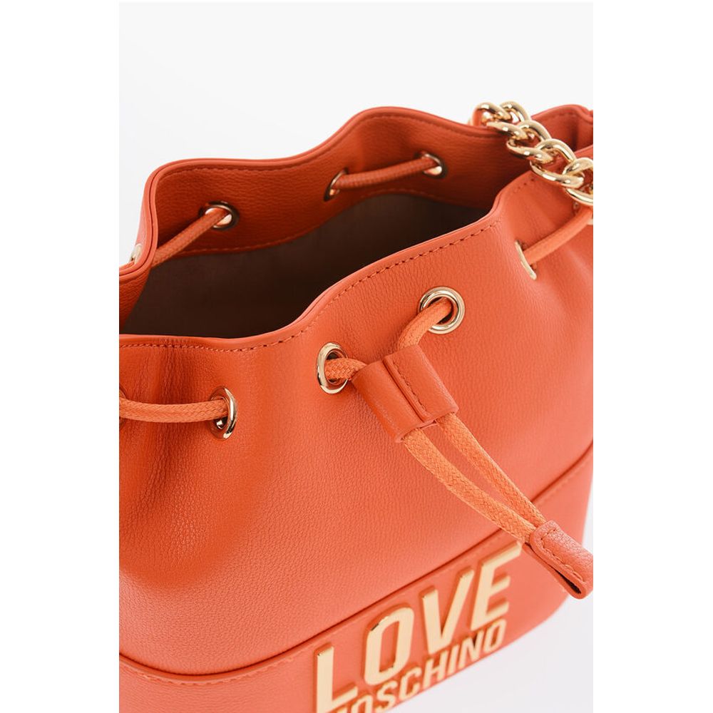LOVE Textured Faux Leather Bucket Bag with Chain Shoulder St