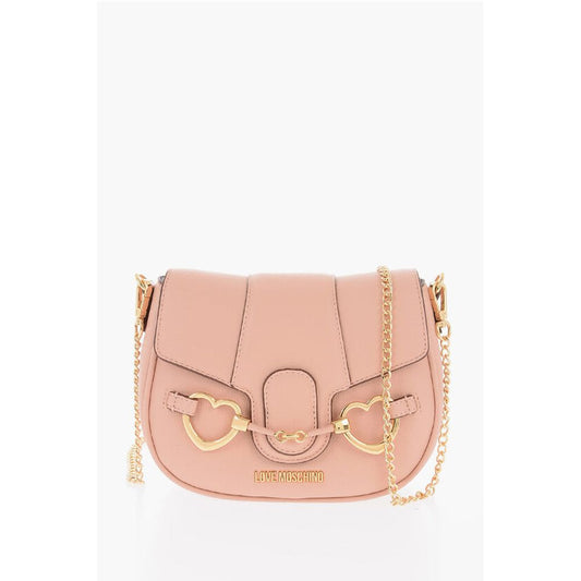 LOVE Faux Leather Saddle Bag With Golden Heart Shaped Clamp