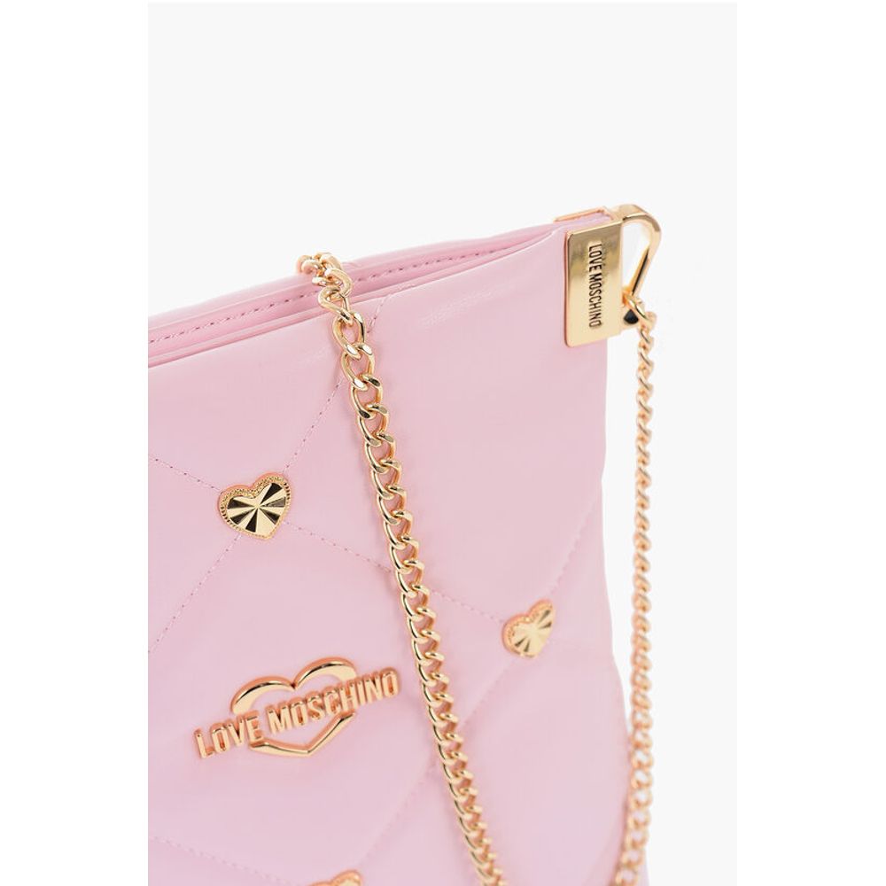 LOVE Faux Leather Crossbody Bag with All-Over Golder Hearts