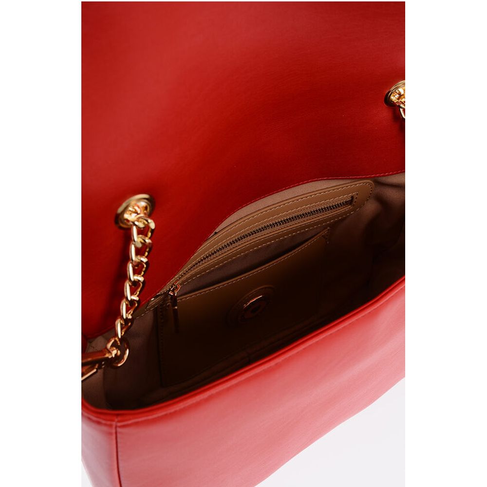LOVE Pleated Faux Leather Bag with Chain Shoulder Strap