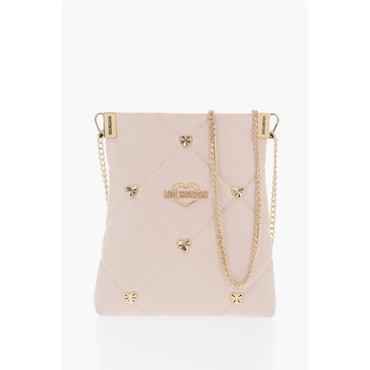 LOVE Quilted Faux Leather Crossbody Bag with Heart-Shaped Je