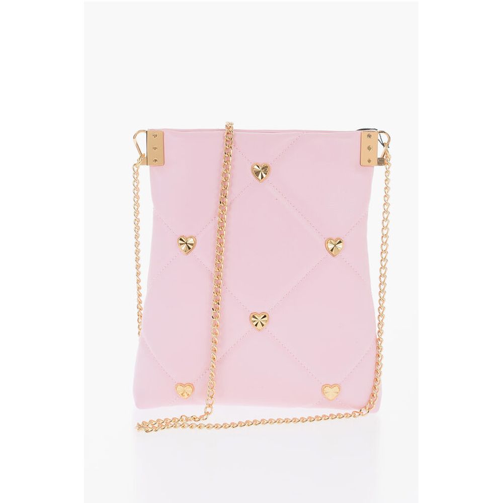 LOVE Faux Leather Crossbody Bag with All-Over Golder Hearts