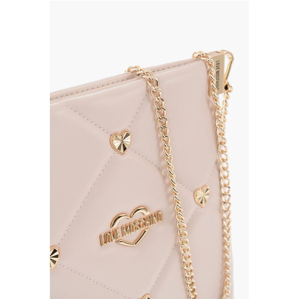 LOVE Quilted Faux Leather Crossbody Bag with Heart-Shaped Je
