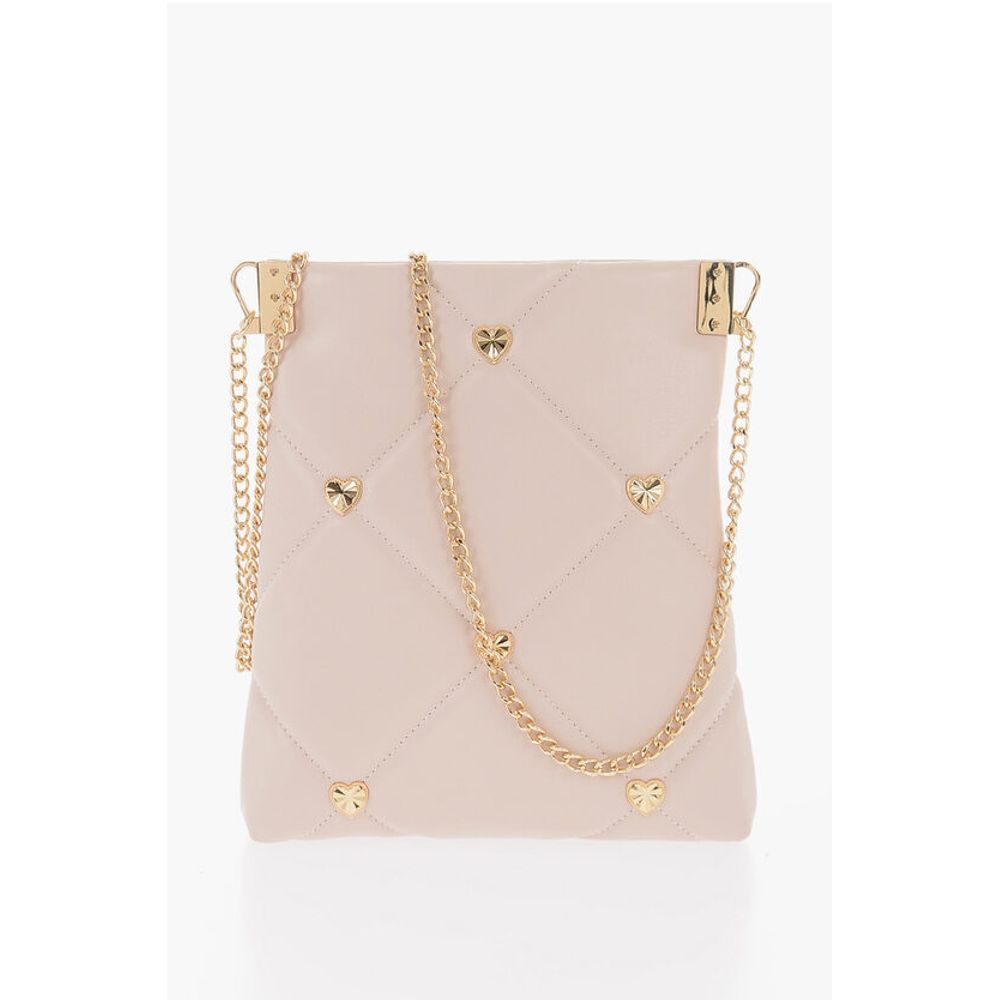 LOVE Quilted Faux Leather Crossbody Bag with Heart-Shaped Je