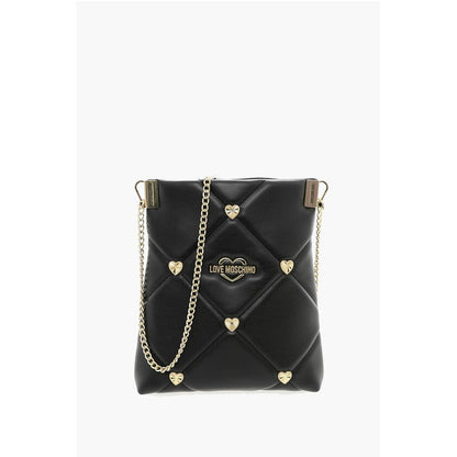 LOVE Quilted Faux Leather Crossbody Bag with Heart-Shaped Je