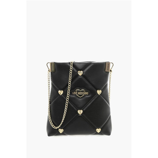 LOVE Quilted Faux Leather Crossbody Bag with Heart-Shaped Je