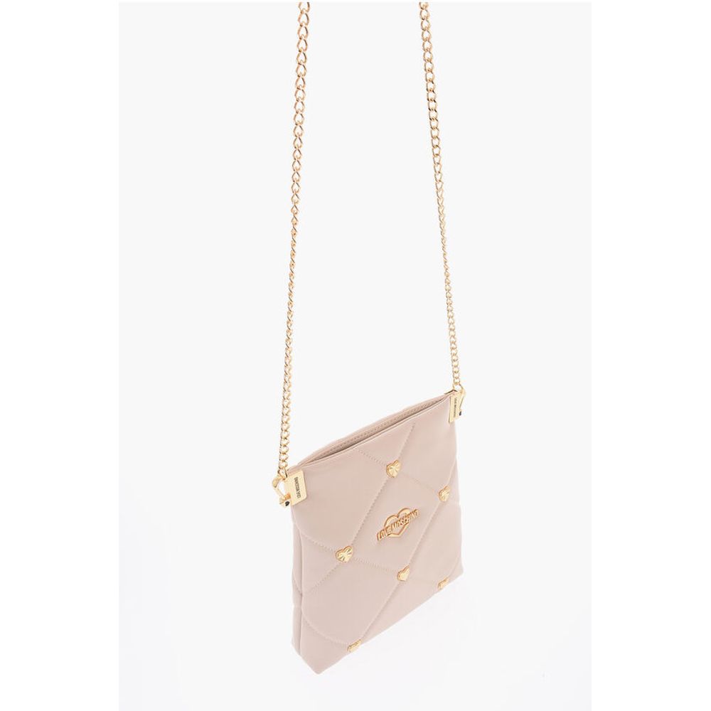 LOVE Quilted Faux Leather Crossbody Bag with Heart-Shaped Je