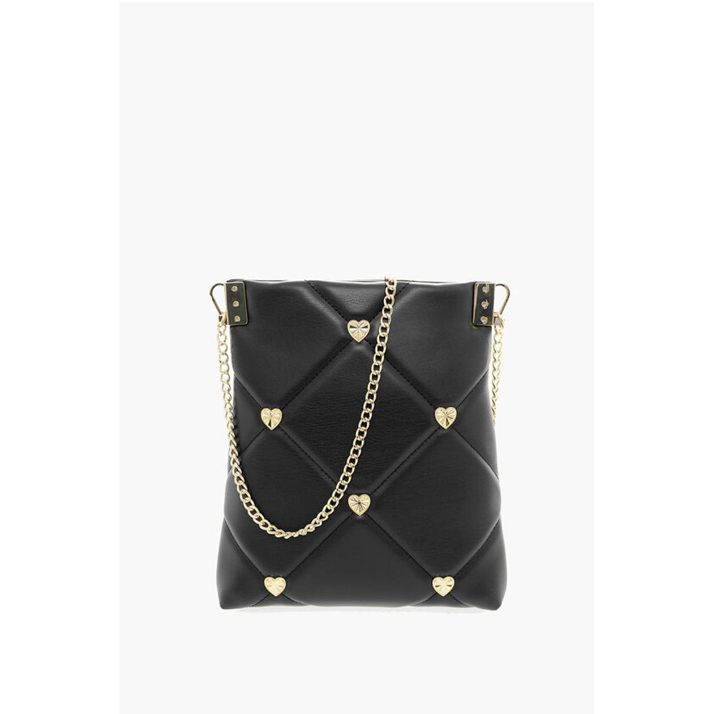 LOVE Quilted Faux Leather Crossbody Bag with Heart-Shaped Je