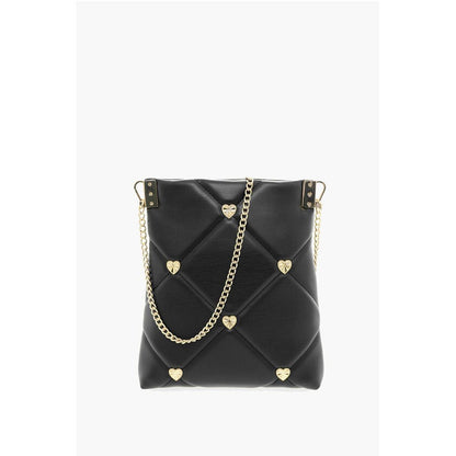 LOVE Quilted Faux Leather Crossbody Bag with Heart-Shaped Je