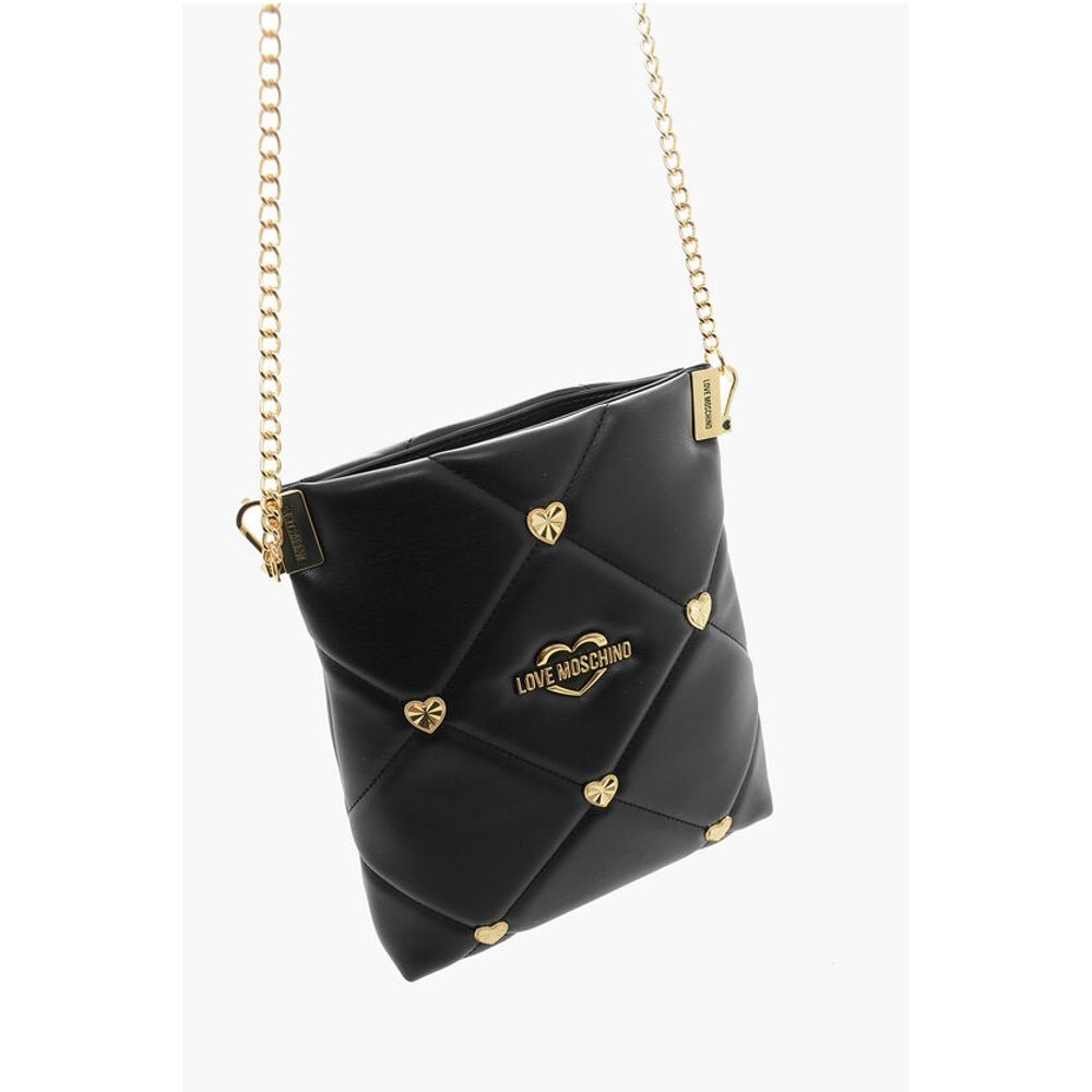 LOVE Quilted Faux Leather Crossbody Bag with Heart-Shaped Je