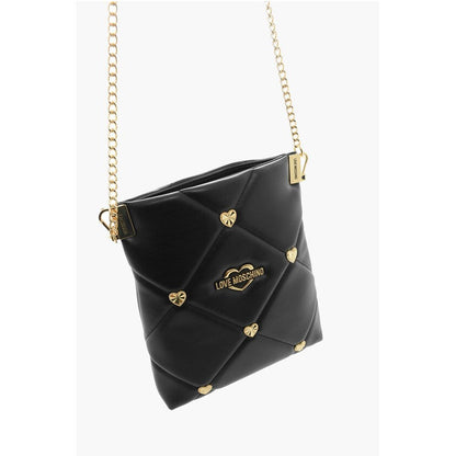 LOVE Quilted Faux Leather Crossbody Bag with Heart-Shaped Je