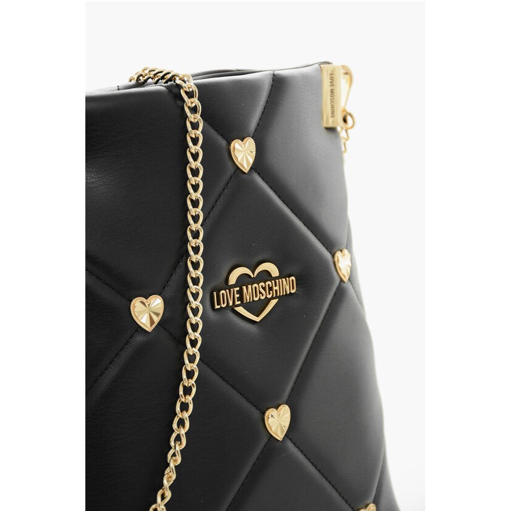 LOVE Quilted Faux Leather Crossbody Bag with Heart-Shaped Je