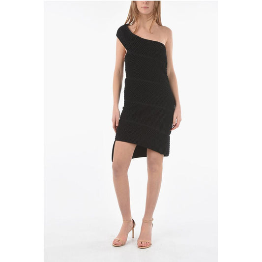 One Shoulder BUBBLE KNIT Mini Dress