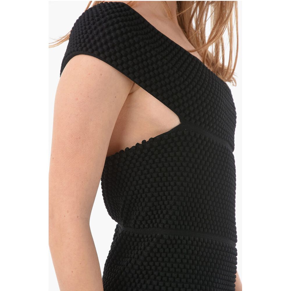 One Shoulder BUBBLE KNIT Mini Dress