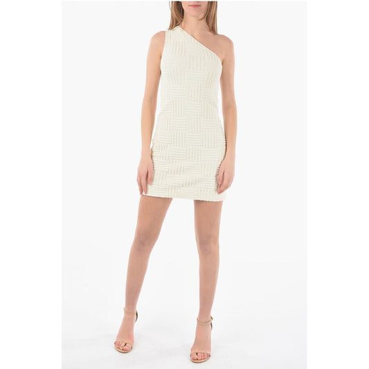 Braided Sponge One Shoulder INTRECCIO TOWELLING Mini Dress