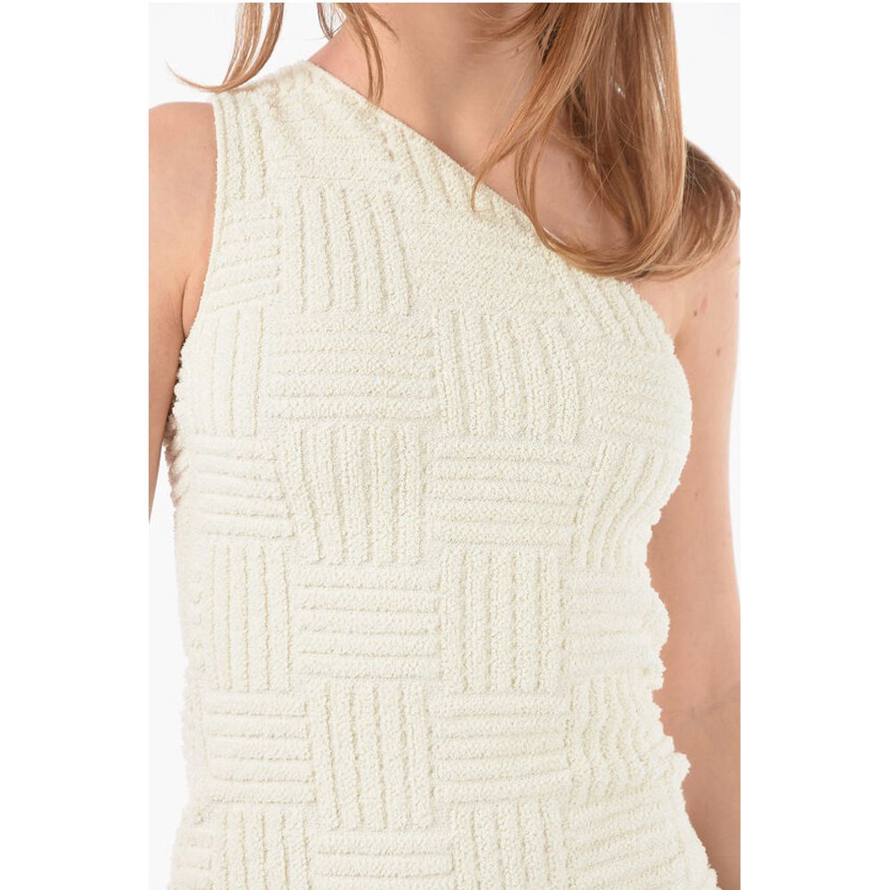 Braided Sponge One Shoulder INTRECCIO TOWELLING Mini Dress