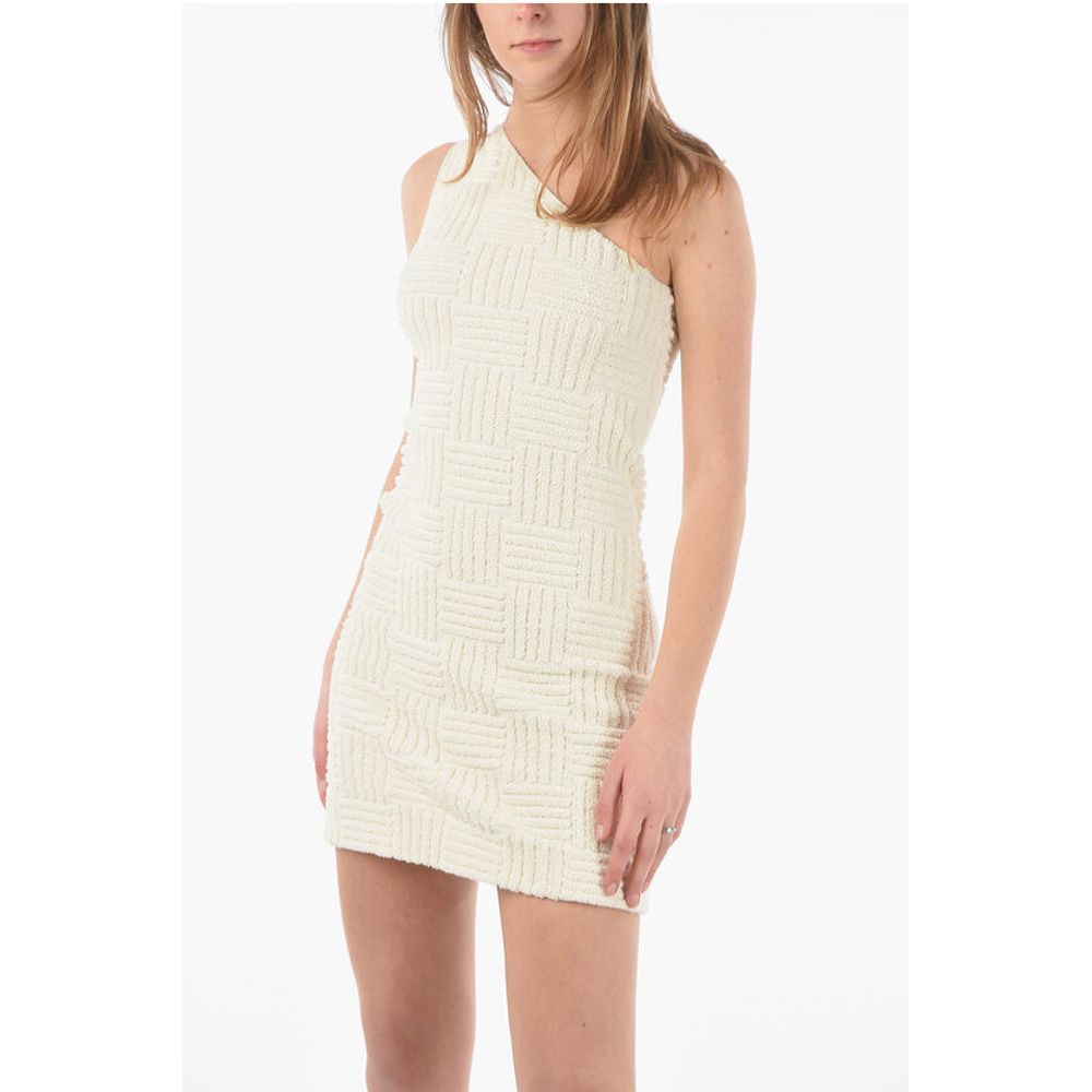 Braided Sponge One Shoulder INTRECCIO TOWELLING Mini Dress
