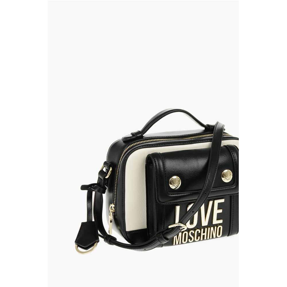LOVE Golden Logo Two-Tone Faux Leather Crossbody Bag
