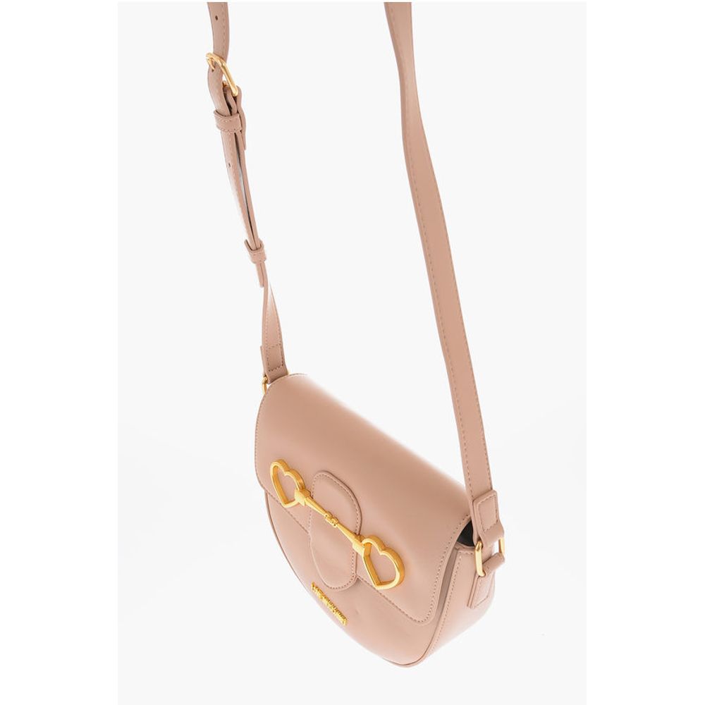 LOVE Faux Leather Shoulder Bag with Golden Heart Clamp