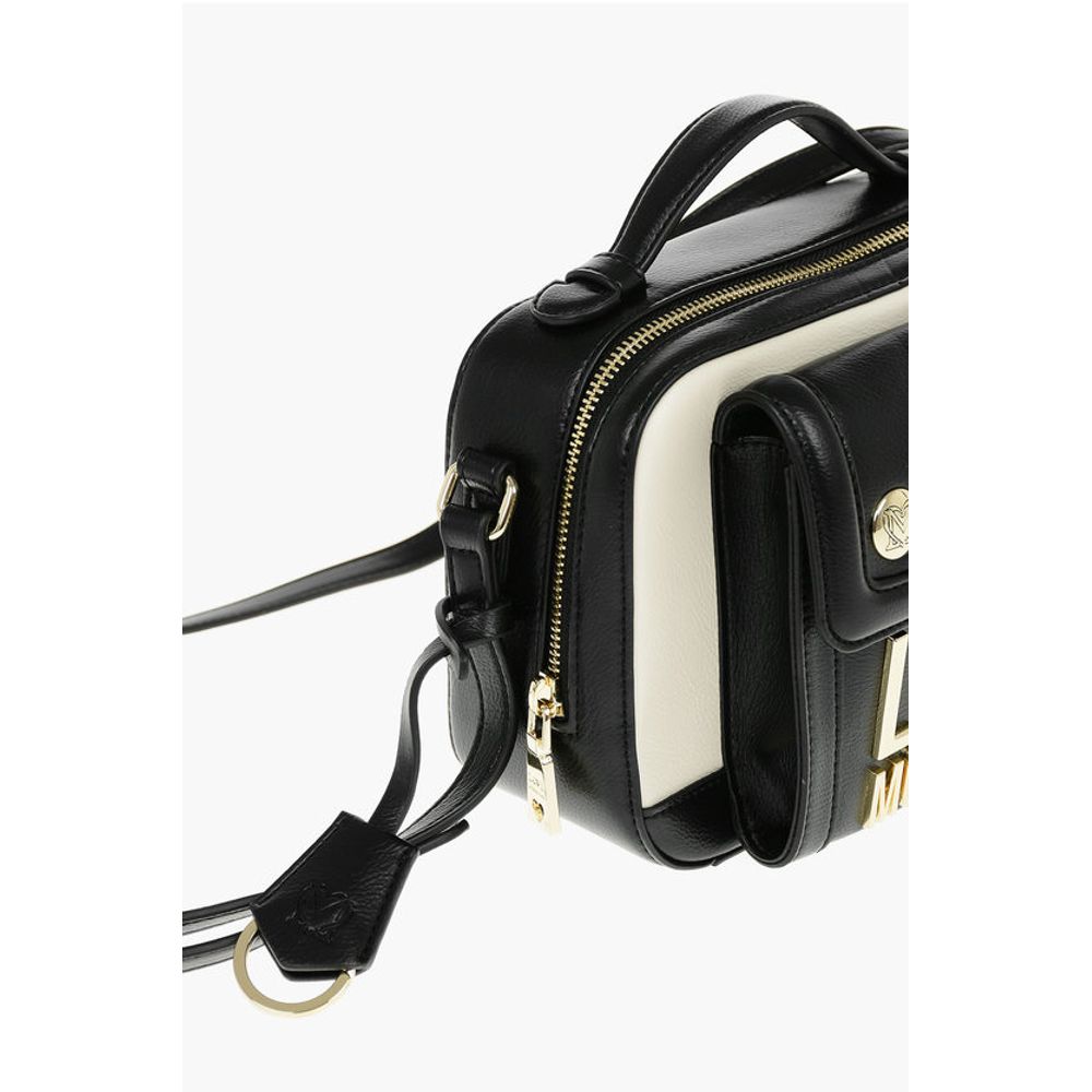 LOVE Golden Logo Two-Tone Faux Leather Crossbody Bag