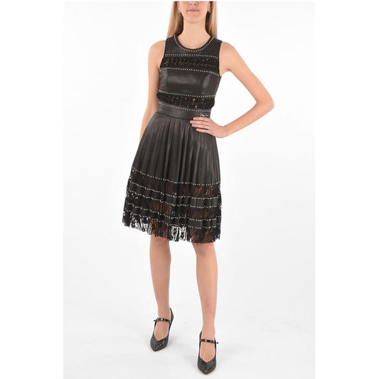 COUTURE EST.1978 Lace Detail LACE Studded Leather Dress with