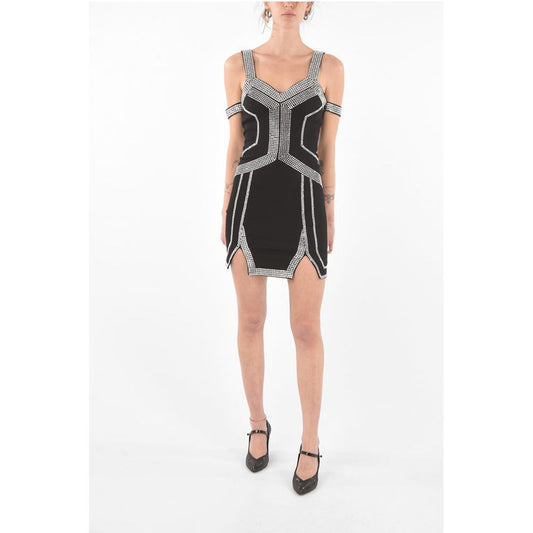 Cold Shoulder Mini Dress with Jewel Applications