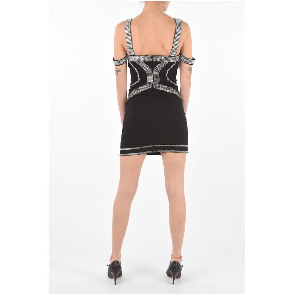 Cold Shoulder Mini Dress with Jewel Applications