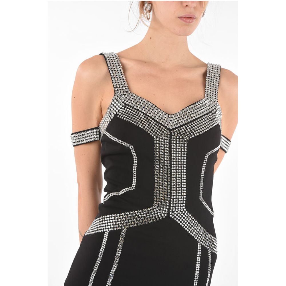 Cold Shoulder Mini Dress with Jewel Applications