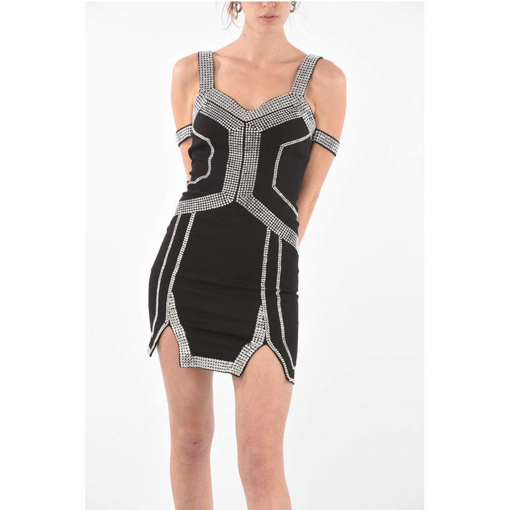 Cold Shoulder Mini Dress with Jewel Applications