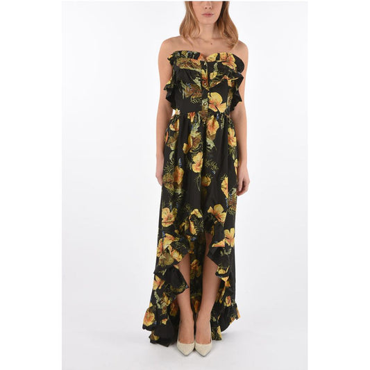 COUTURE floral-print silk APPEAL strapless maxi asymmetrical