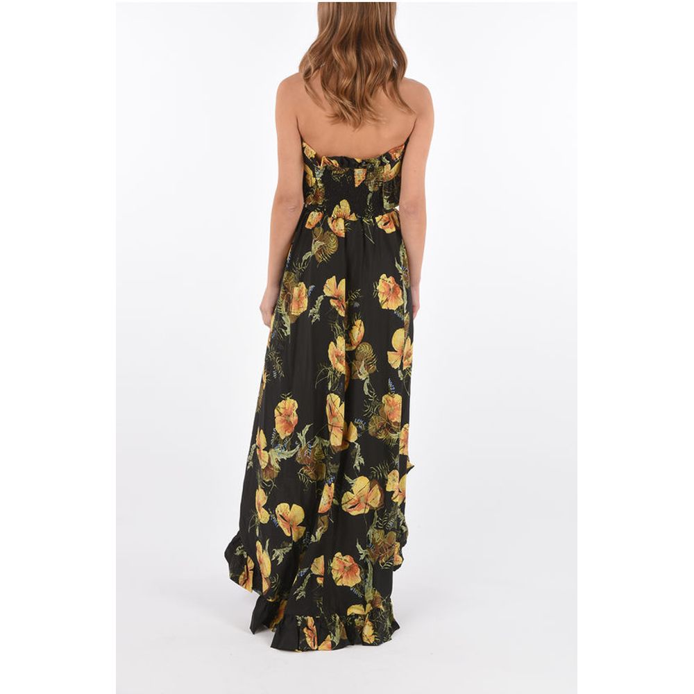 COUTURE floral-print silk APPEAL strapless maxi asymmetrical