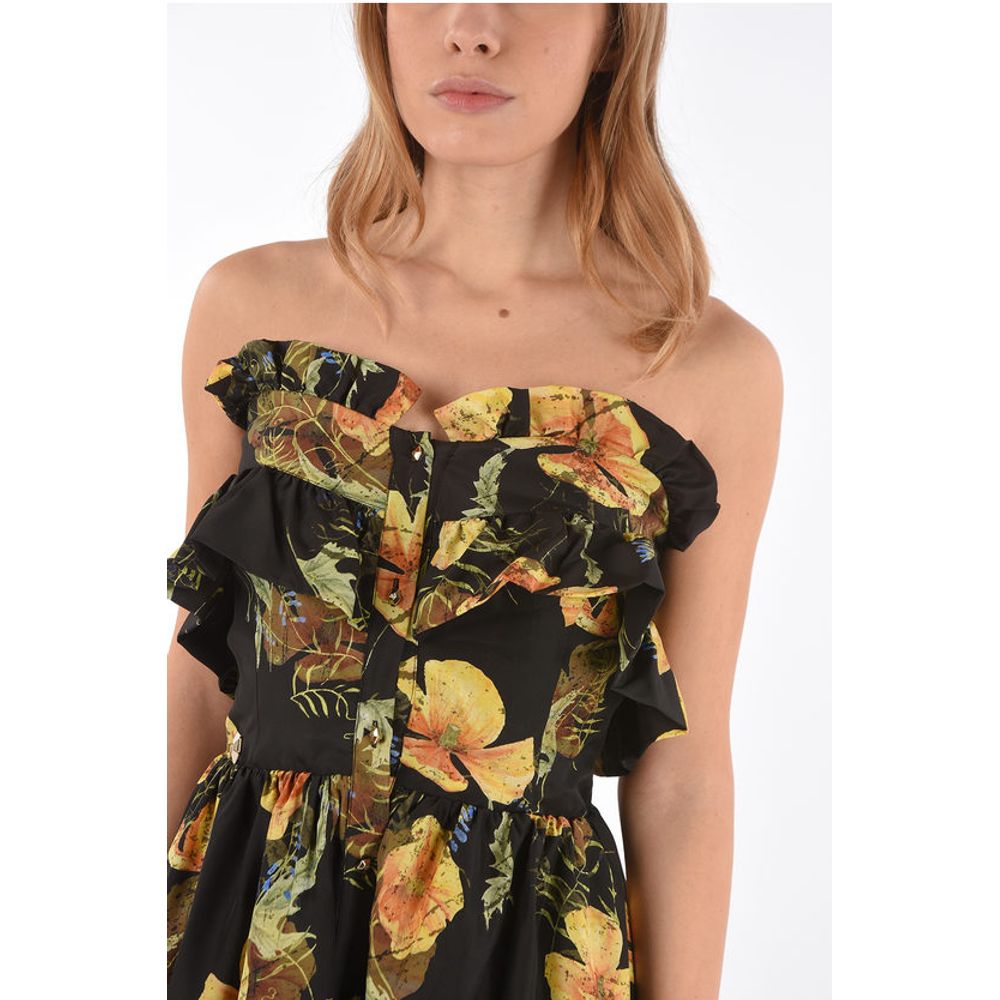 COUTURE floral-print silk APPEAL strapless maxi asymmetrical