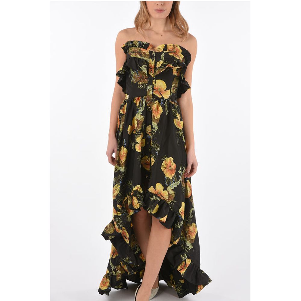 COUTURE floral-print silk APPEAL strapless maxi asymmetrical