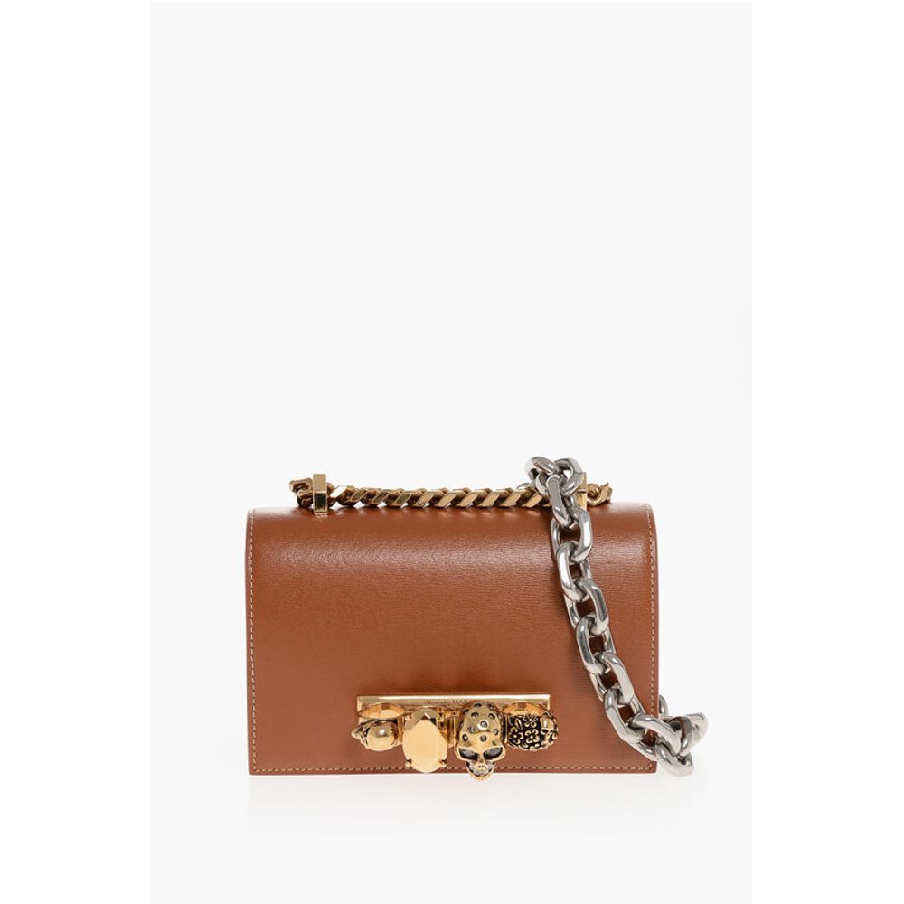 Leather JEWELLED SATCHEL Mini Bag with Shoulder Chain