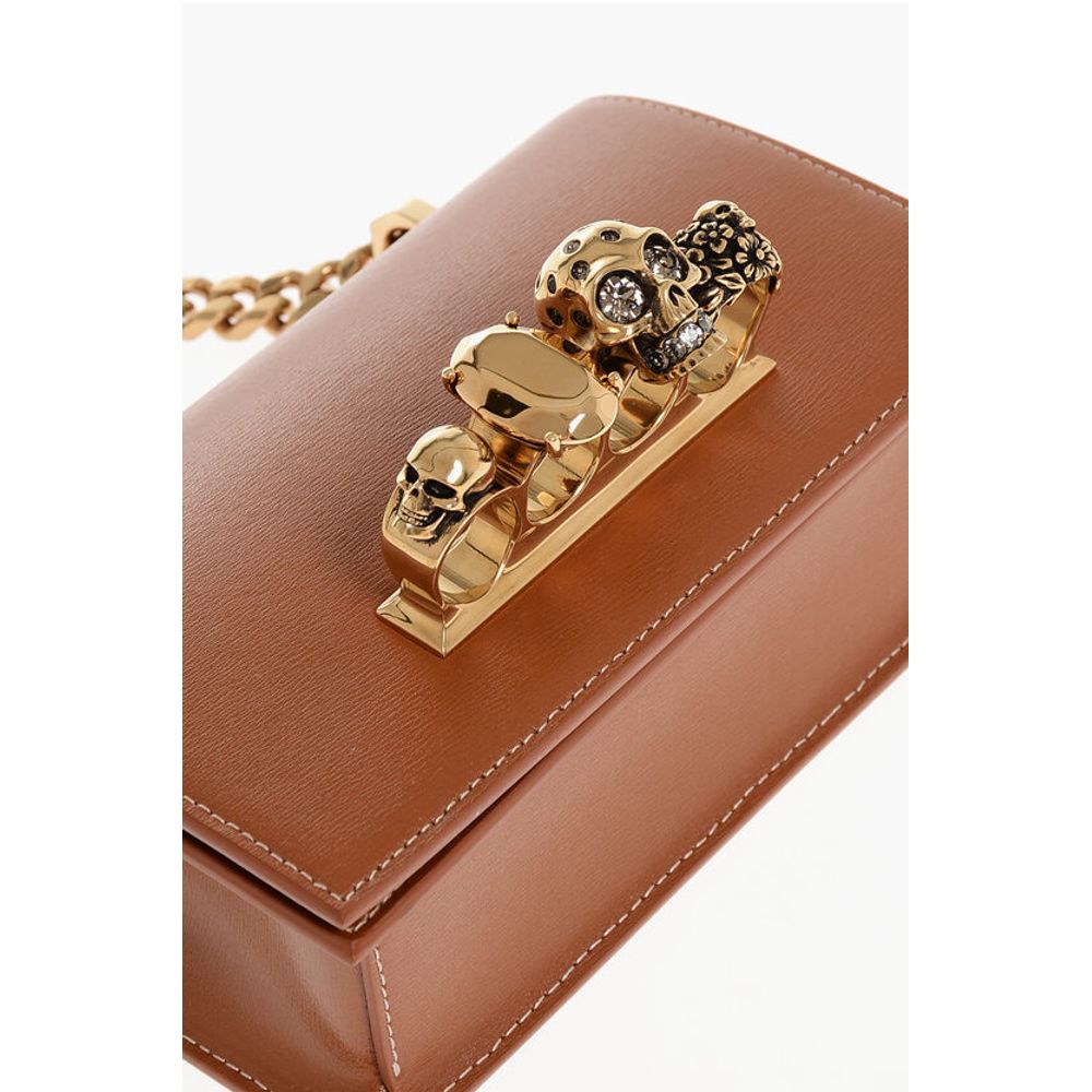 Leather JEWELLED SATCHEL Mini Bag with Shoulder Chain