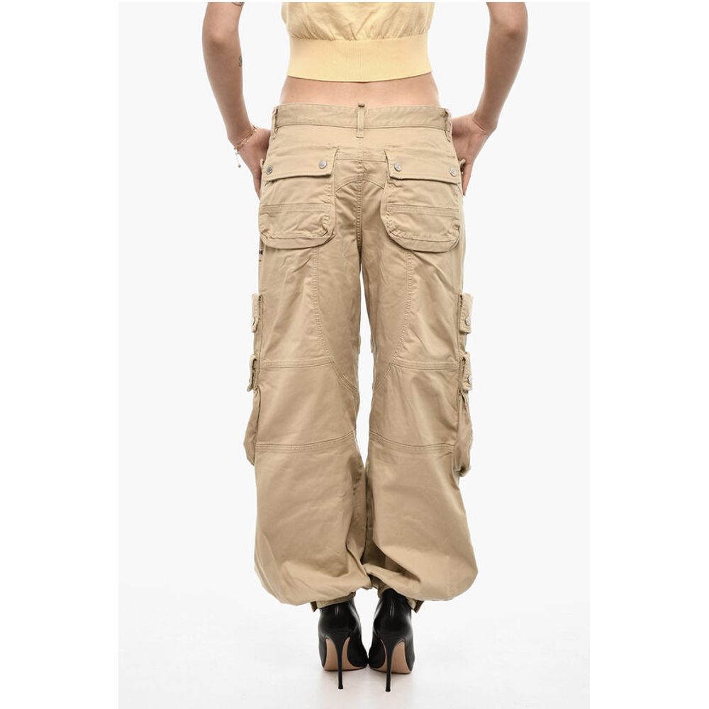 Distressed Cargo Pants with Logo Buttons